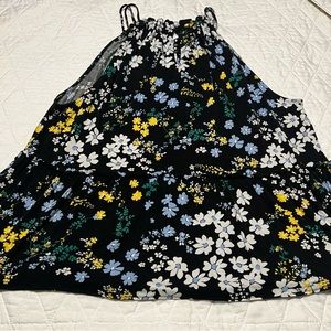 Loft Outlet Black Floral Peplum Tank Top Size Large